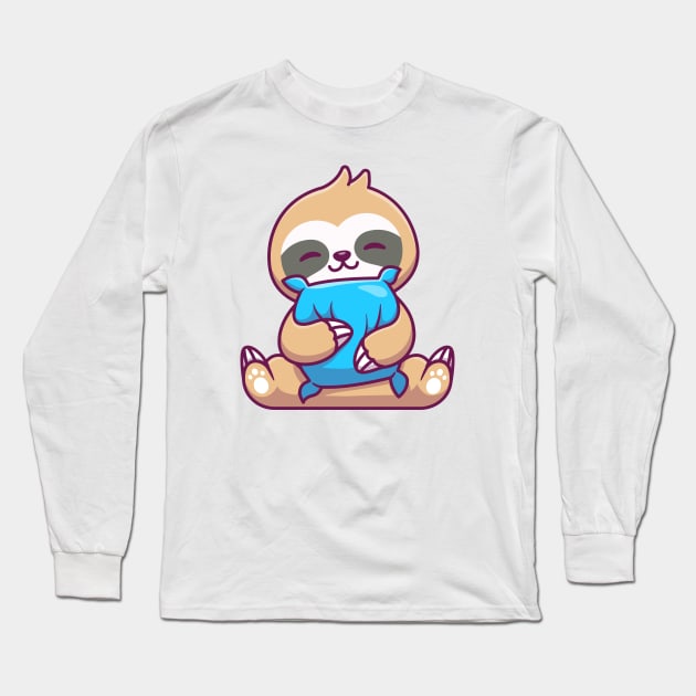 Cute Sloth Hug Pillow Long Sleeve T-Shirt by Catalyst Labs